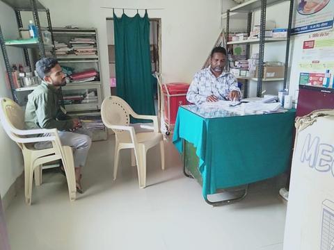 Consultation at a clinic desk